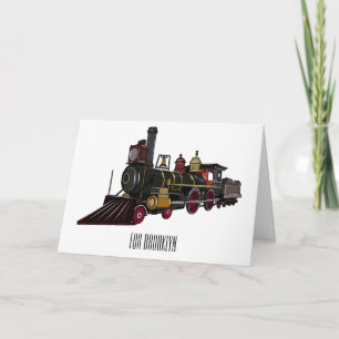 Tarjeta Ilustracion personalizado de locomotora de vapor