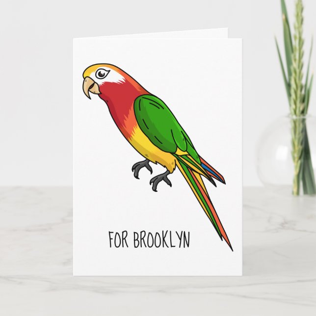 Tarjeta Ilustracion personalizado de loro feliz (Anverso)