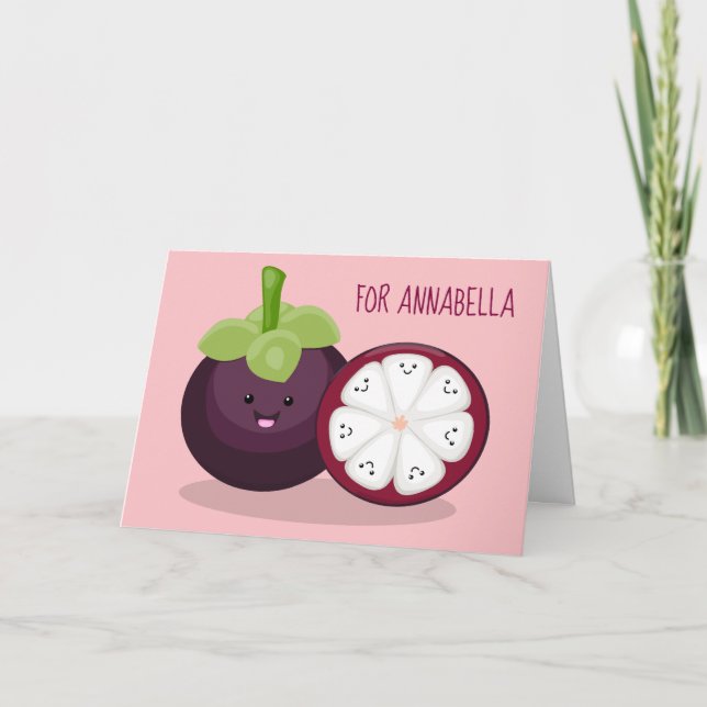 Tarjeta Ilustracion personalizado de mangostino morado (Anverso)