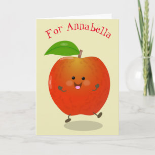 Tarjeta Ilustracion personalizado de manzana bailando a la