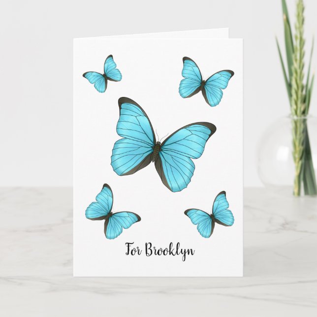 Tarjeta Ilustracion personalizado de mariposas morfo (Anverso)