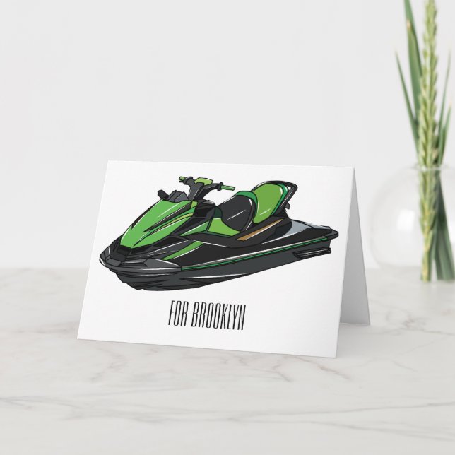 Tarjeta Ilustracion personalizado de moto acuática (Anverso)