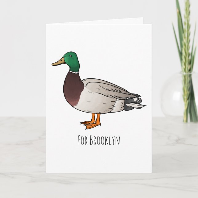 Tarjeta Ilustracion personalizado de pato mallard (Anverso)