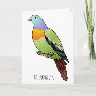 Tarjeta Ilustracion personalizado de pichón verde de cuell