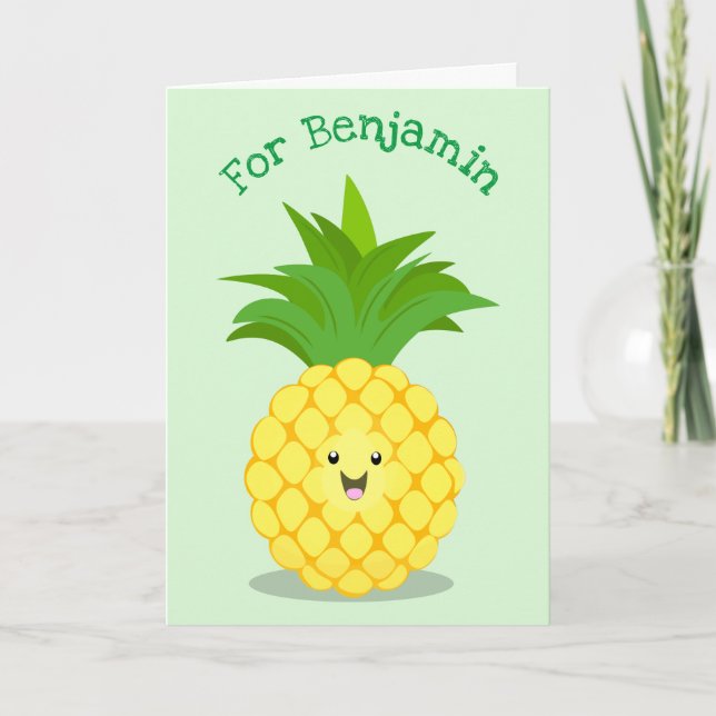Tarjeta ilustracion personalizado de piña cutánea (Anverso)