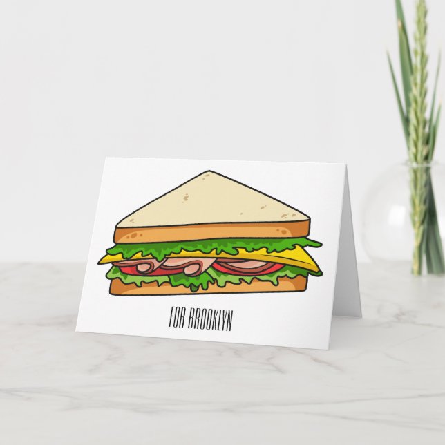 Tarjeta Ilustracion personalizado de sándwich (Anverso)