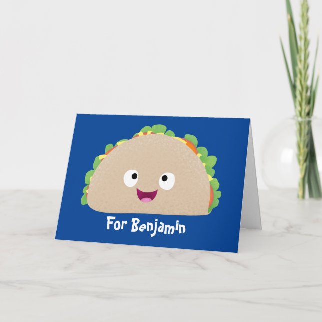 Tarjeta Ilustracion personalizado de taco alegre sonriente (Anverso)