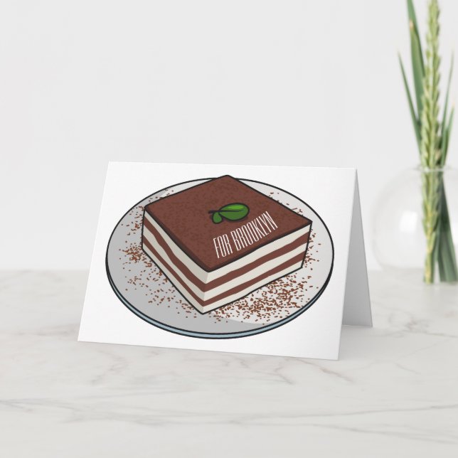 Tarjeta Ilustracion personalizado de tarta de Tiramisu (Anverso)