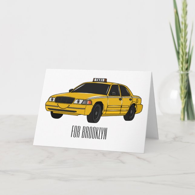 Tarjeta Ilustracion personalizado de taxi (Anverso)