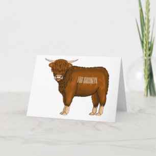 Tarjeta Ilustracion personalizado de vaca de Highland