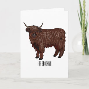 Tarjeta Ilustracion personalizado de vaca de Highland