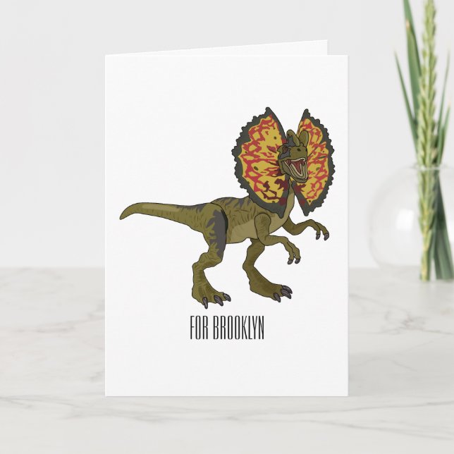 Tarjeta Ilustracion personalizado Dilophosaurus (Anverso)