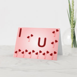 Tarjeta Ilustración Romántica Te Amo con corazones rojos