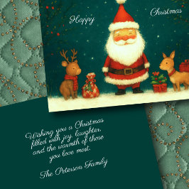 Tarjeta Ilustracion Santa con animales