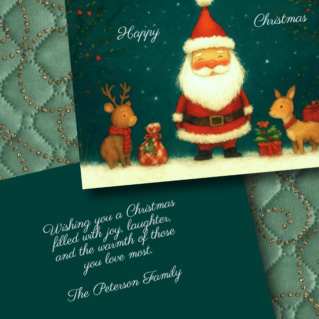 Tarjeta Ilustracion Santa con animales (Subido por el creador)