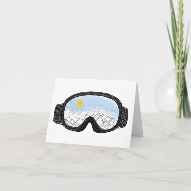 Tarjeta Ilustracion Ski Goggles Mountain View (Anverso)
