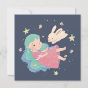 Tarjeta Ilustracion Starry Night Bunny & Chica