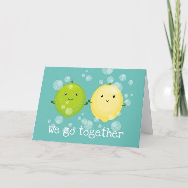 Tarjeta Ilustracion valentino de limón y lima frutal (Anverso)