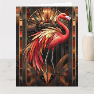 Tarjeta Ilustracion vibrante Art Deco Flamingo