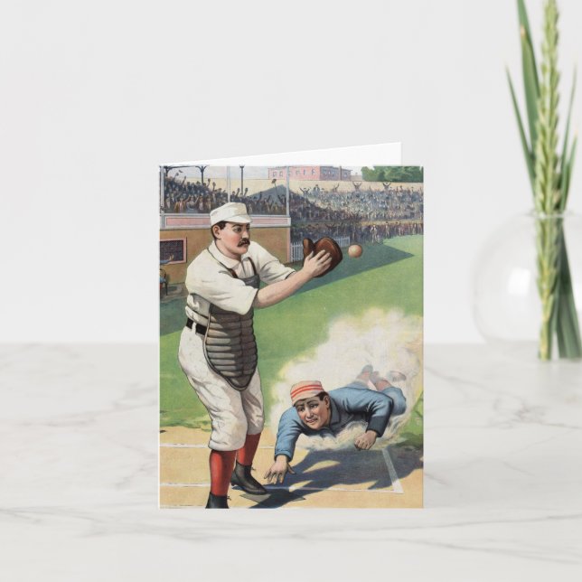 Tarjeta Ilustracion Vintage de Béisbol (Anverso)