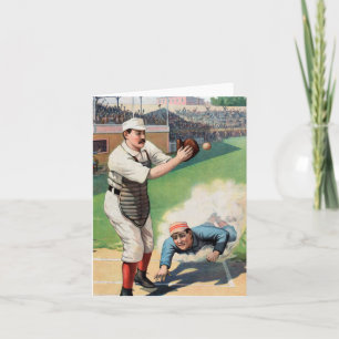 Tarjeta Ilustracion Vintage de Béisbol