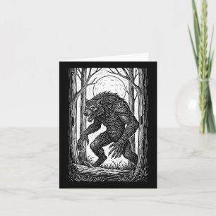 Tarjeta Ilustración Vintage de Hombre Lobo Halloween Horro