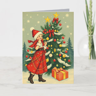 Tarjeta Ilustración vintage de Navidad