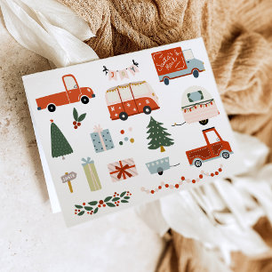 Tarjeta Ilustración Vintage Feliz Navidad Fiesta