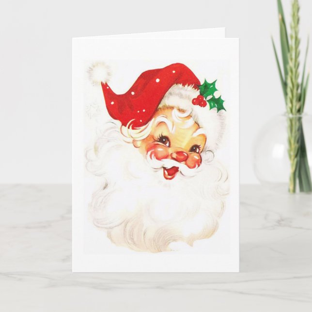 Tarjeta Ilustracion Vintage Santa Claus (Anverso)