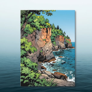 Tarjeta Ilustración y poema del condado de Door, Wisconsin