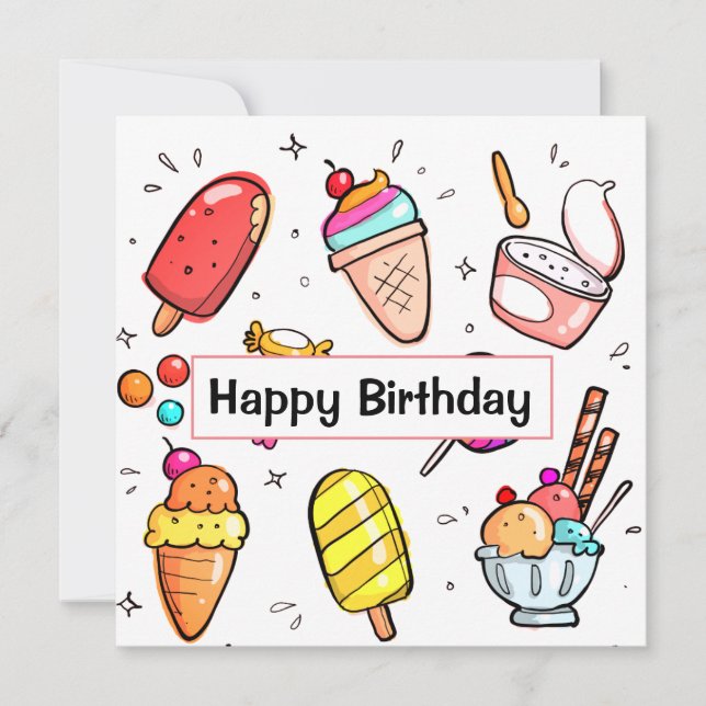 Tarjeta Ilustraciones Cute Ice Cream (Anverso)