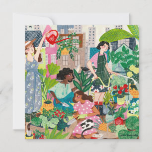 Tarjeta Ilustraciones de mujeres jardinera urbanas agradec