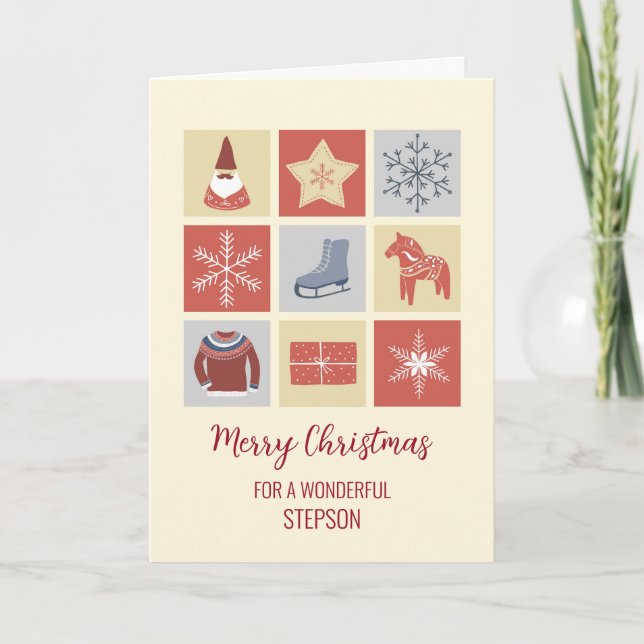 Tarjeta Ilustraciones modernos Stepson Merry Christmas (Anverso)