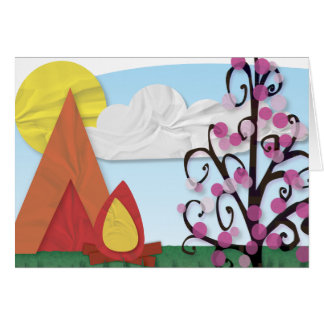 Tarjeta ilustrada campamento de verano