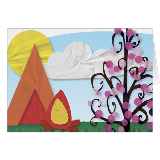 Tarjeta ilustrada campamento de verano (Anverso (Horizontal))