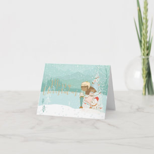 Tarjeta ilustrada de Navidades de invierno para ni