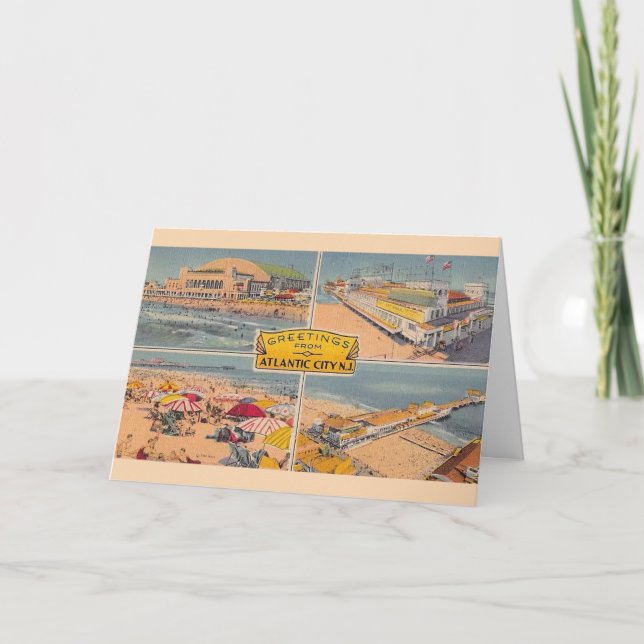 Tarjeta Ilustrado vintage de Atlantic City  (Anverso)