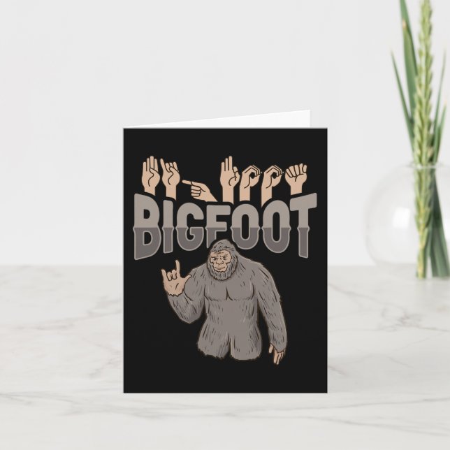 Tarjeta ILY Bigfoot ASL Hand Gesture Deaf Hearing Loss Awa (Anverso)