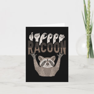 Tarjeta ILY Racoon ASL Hand Gesture Deaf Hearing Loss Awar