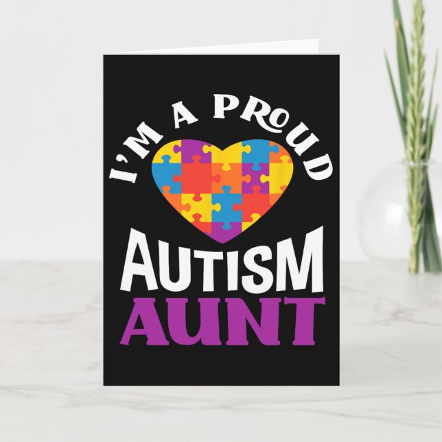 Tarjeta I'm A Proud Autism Aunt Puzzle Heart Autism Awaren (Anverso)