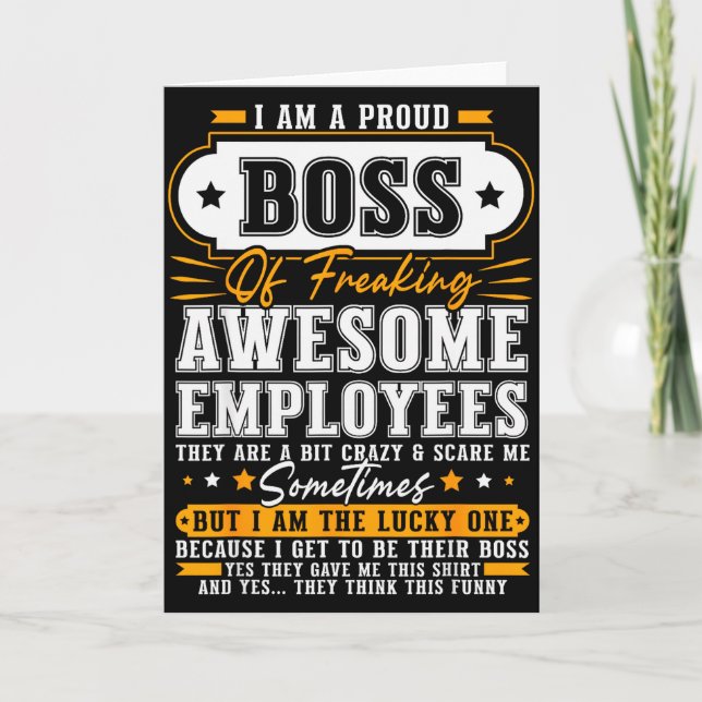 Tarjeta I'm A Proud Boss Of Freaking Awesome Employees Fun (Anverso)