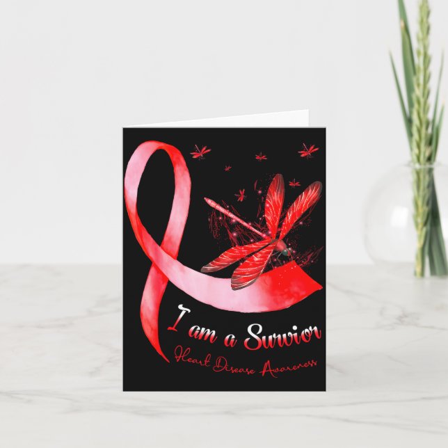 Tarjeta I'm A Survivor Heart Disease Awareness Month Red R (Anverso)