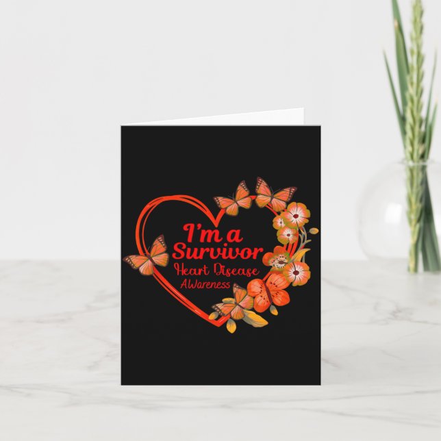 Tarjeta I'm A Survivor Heart Disease Awareness Red Butterf (Anverso)