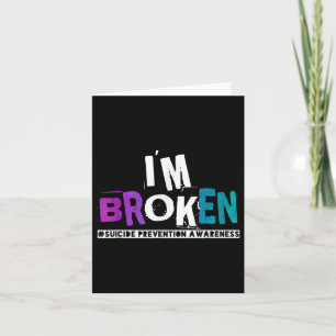 Tarjeta Im Broken Verde azulado &amp; Purple Ribbon Suicid