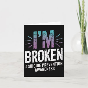 Tarjeta Im Broken Verde azulado & Purple Ribbon Suicid