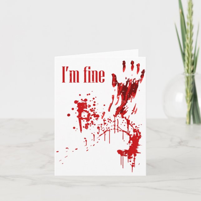 Tarjeta I'm Fine Bloody Funny Halloween Costume Men Women  (Anverso)