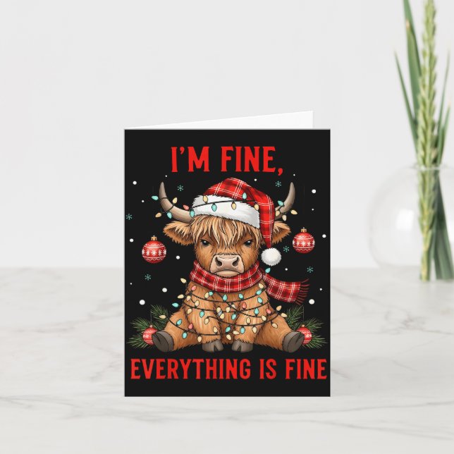 Tarjeta Im Fine Everything Is Fine Funny Christmas Highlan (Anverso)