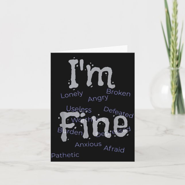 Tarjeta I'm Fine Suicide Prevention Awareness  (Anverso)