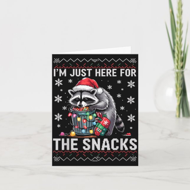 Tarjeta I'm Just Here For Snacks Raccoon Christmas Kids To (Anverso)