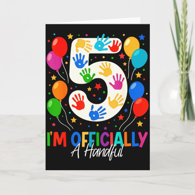 Tarjeta Im Officially A Handful Five 5th Birthday Girls Bo (Anverso)